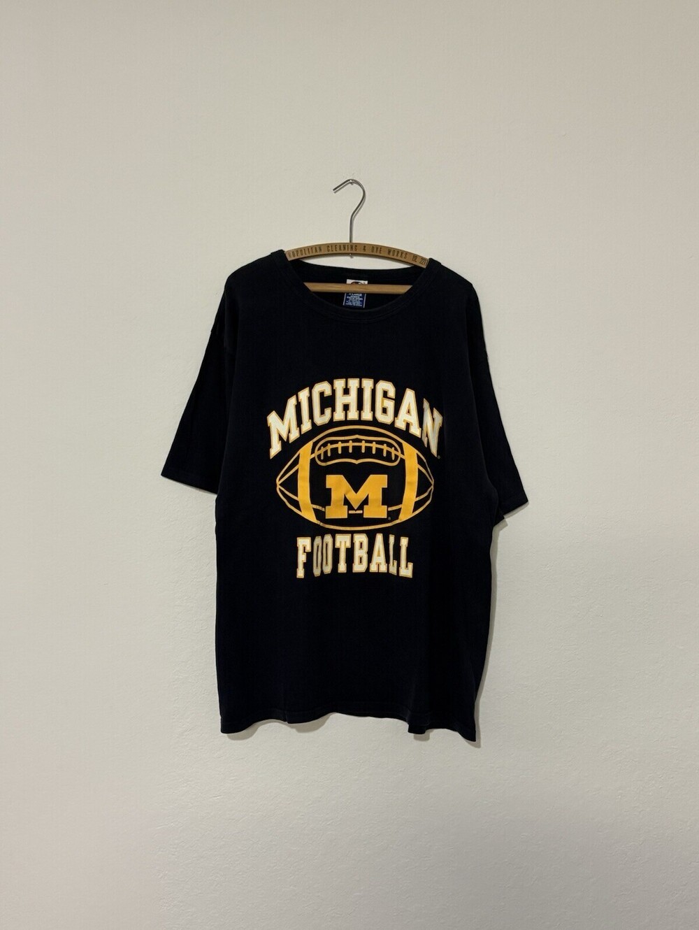 Vintage 90s Michigan Wolverines Football Champion Embroidered Blue Shirt Size XL